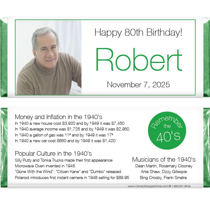 BD440 - 1940's Photo Birthday Candy Bar Wrappers 1940's Photo Birthday Candy Bar Wrappers Candy Wrappers BD440