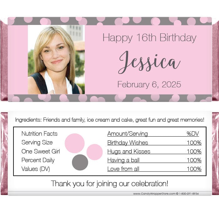 BD444photo - Bokeh Dots Photo Birthday Candy Bar Wrappers Bokeh Dots Photo Birthday Candy Bar Wrappers Candy Wrappers BD444