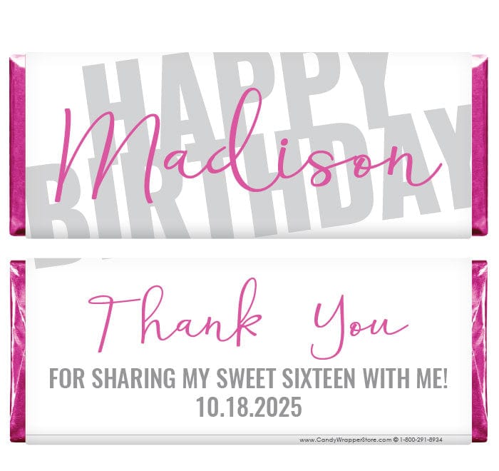 BD445 - Simple Script Happy Birthday Candy Bar Wrapper Simple Script Happy Birthday Candy Bar Wrapper Candy Wrappers BD445