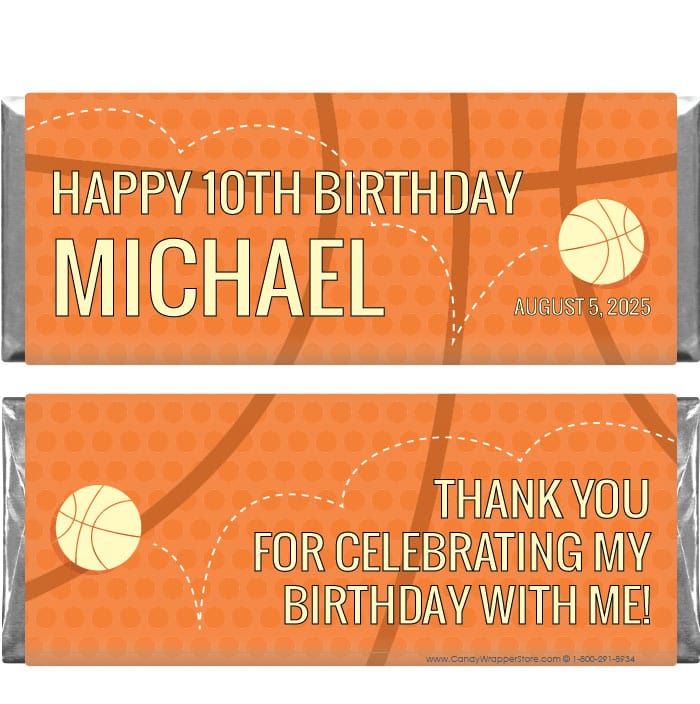 BD453 - Basketball Birthday Candy Bar Wrapper Basketball Birthday Candy Bar Wrapper Candy Wrappers BD453