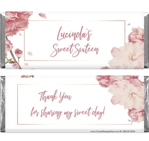 BD467 - Rose Gold Sweet Sixteen Birthday Candy Bar Wrapper Rose Gold Sweet Sixteen Birthday Candy Bar Wrapper Candy Wrappers BD467