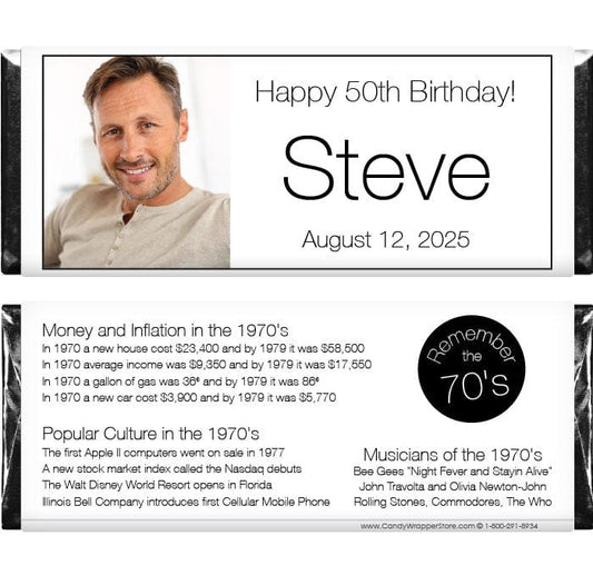 BD470 - 1970's Photo Birthday Candy Bar Wrappers 1970's Photo Birthday Candy Bar Wrappers Candy Wrappers BD470