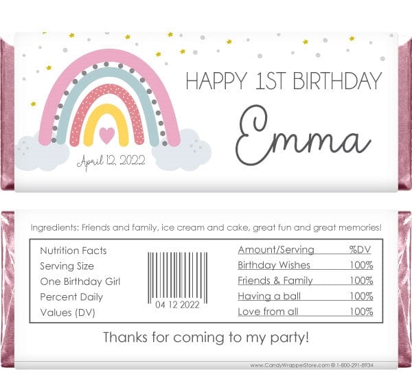 BD475 - Over the Rainbow Birthday Candy Bar Wrappers Over the Rainbow Birthday Candy Bar Wrappers Candy Wrappers BD475