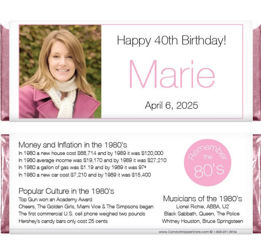 BD480 - 1980's Photo Birthday Candy Bar Wrappers 1980's Photo Birthday Candy Bar Wrappers Candy Wrappers BD480