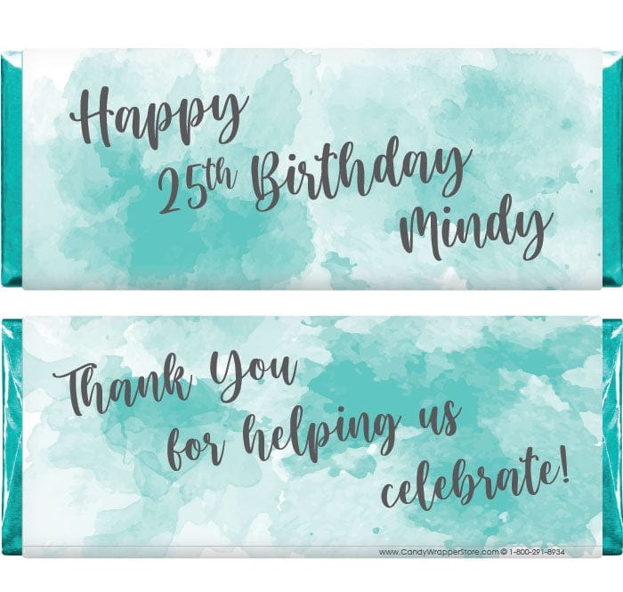 BD487 - Watercolor Birthday Candy Bar Wrappers Watercolor Birthday Candy Bar Wrappers Candy Wrappers BD487