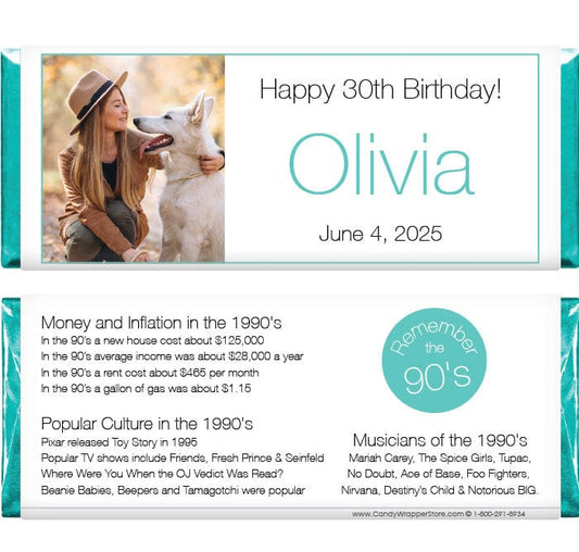 BD490 - 1990's Photo Birthday Candy Bar Wrappers 1990's Photo Birthday Candy Bar Wrappers Candy Wrappers BD490