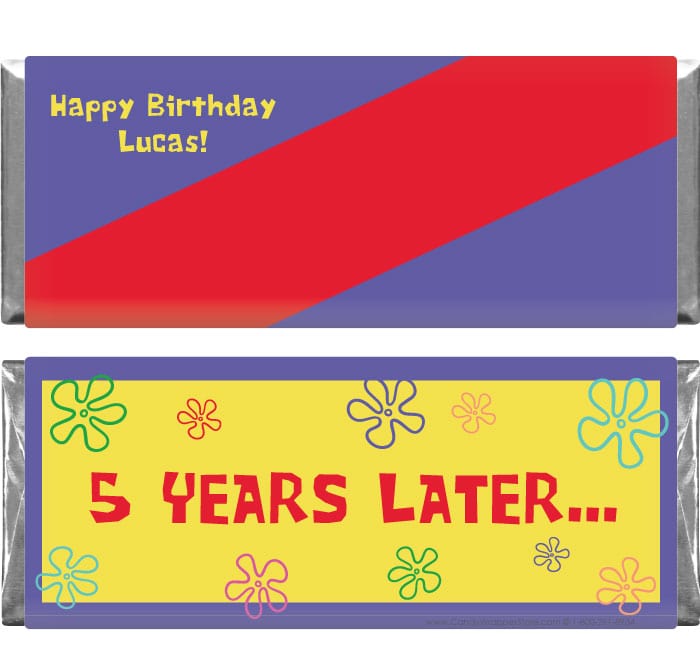 BD496 - Chocolate Bar SpongeBob Inspired Birthday Candy Bar Wrappers Chocolate Bar SpongeBob Inspired Birthday Candy Bar Wrappers Candy Wrappers BD496