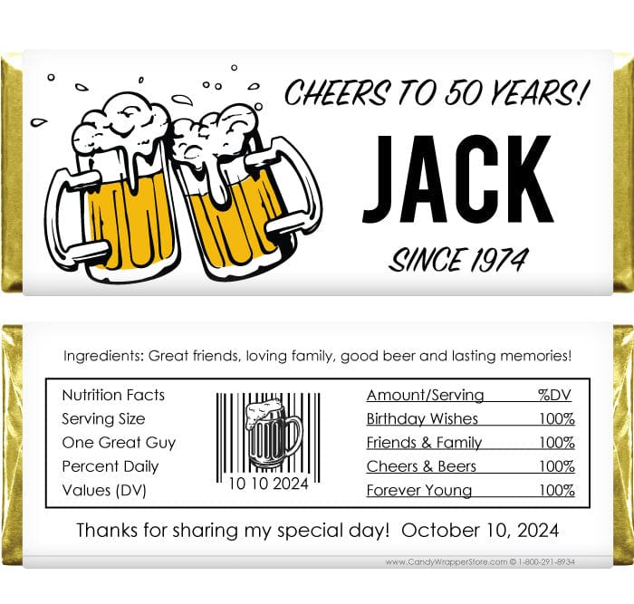 BD497 - Cheers to Beers Birthday Candy Bar Wrappers Cheers to Beers Birthday Candy Bar Wrappers Candy Wrappers BD497