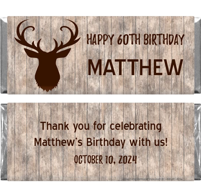 BD503 - Deer Head with Antlers Birthday Candy Bar Wrappers Deer Head with Antlers Birthday Candy Bar Wrappers Candy Wrappers BD503