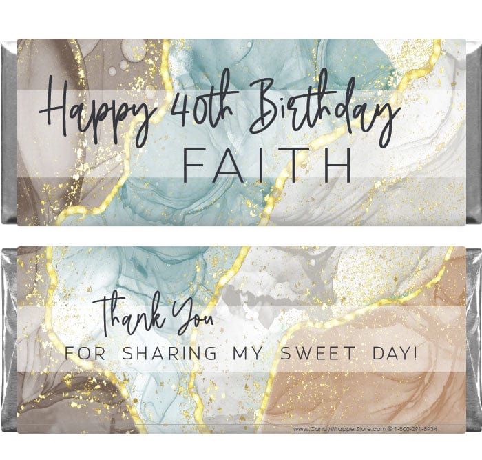 BD507 - Gold Glitter Alcohol Ink Birthday Candy Bar Wrapper Gold Glitter Alcohol Ink Birthday Candy Bar Wrapper Candy Wrappers BD507