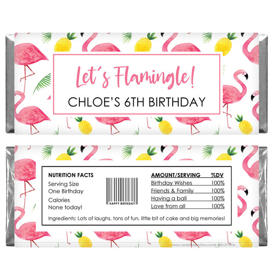 BD511 - Flamingos and Pineapples Birthday Candy Bar Wrapper Flamingos and Pineapples Birthday Candy Bar Wrapper Candy Wrappers BD511