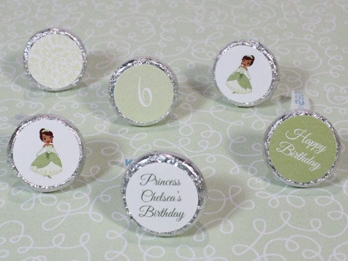 BDkiss5 - Birthday Princess Tiana Hershey Kisses Set of 6 designs Birthday Princess Tiana Hershey Kisses Set of 6 designs Candy Wrappers BDkiss1