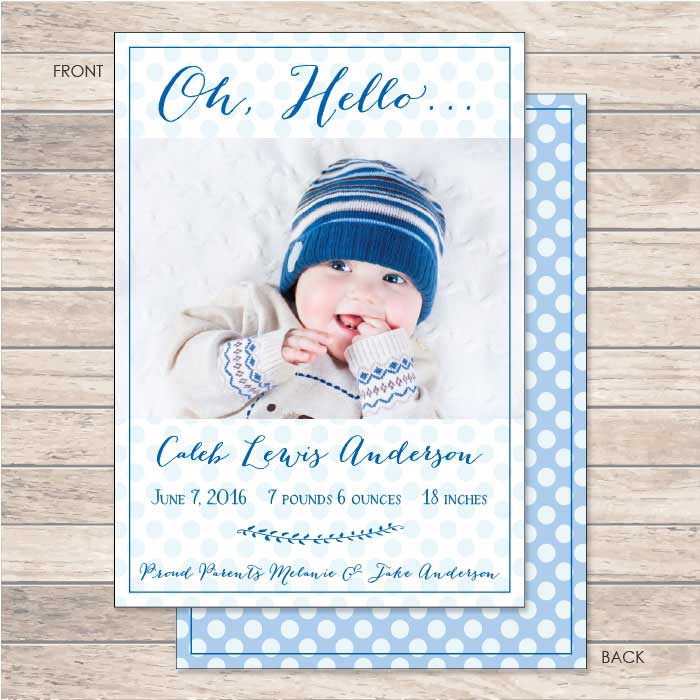 Blue Dots Baby Boy Birth Announcement Birth Announcement Candy Wrapper Store