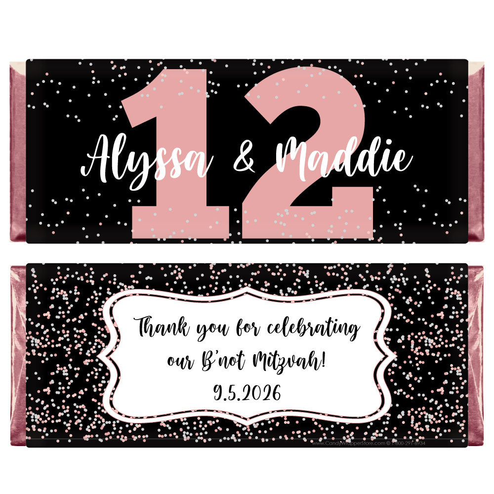 BNOT221 - Confetti Party B'not Mitzvah Candy Bar Wrappers Confetti Party B'not Mitzvah Candy Bar Wrappers Candy Wrappers bnot221
