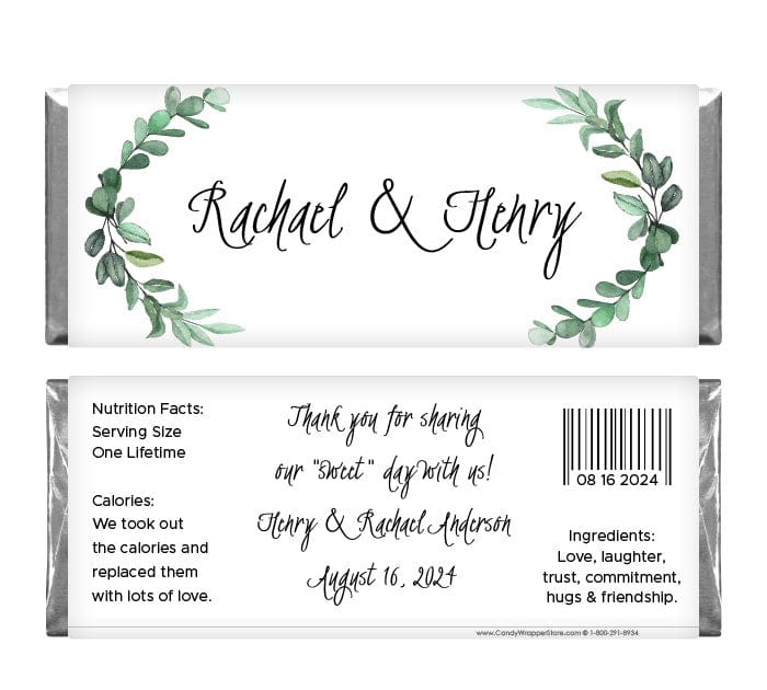 Botanical Bough Wedding Candy Bar Wrapper - WA480 Botanical Bough Wedding Candy Bar Wrapper Wedding Favors WA480