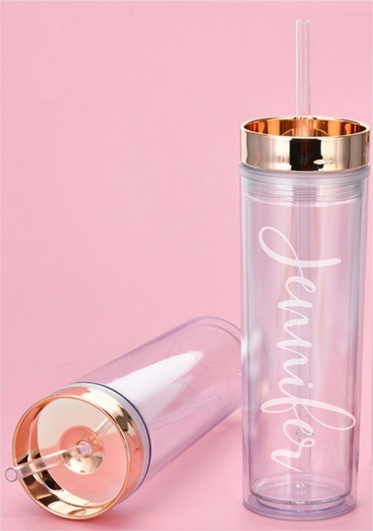 Bridal Party Handwritten Names Engraved on Skinny Clear Acrylic Tumbler - NEW TOP COLORS - Free Personalization Candy Wrappers Candy Wrapper Store