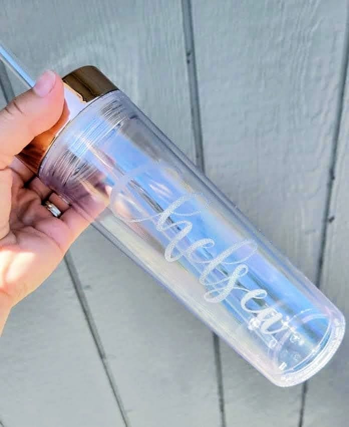 Bridal Party Handwritten Names Engraved on Skinny Clear Acrylic Tumbler - NEW TOP COLORS - Free Personalization Candy Wrappers Candy Wrapper Store