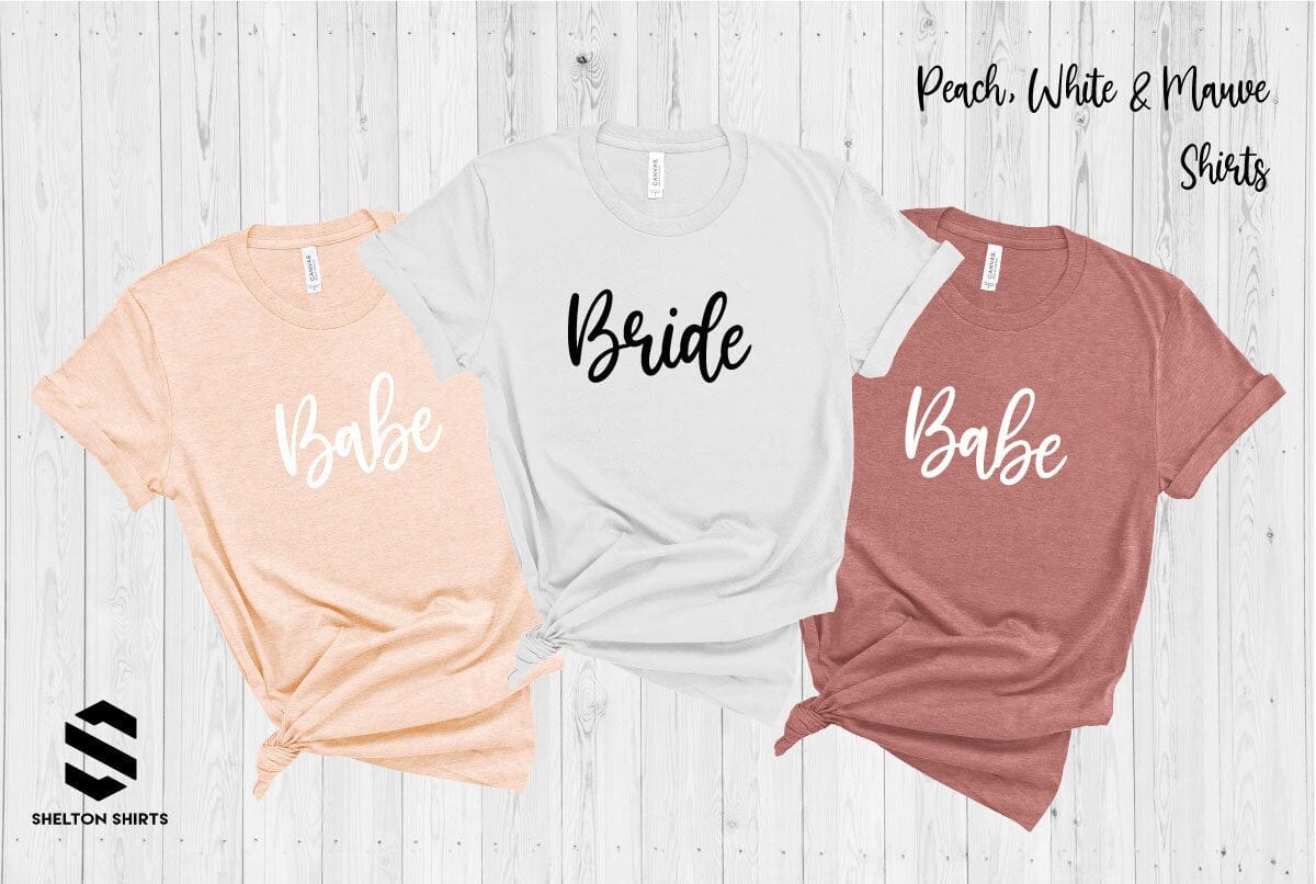 Bride and Babe Bachelorette Party T-shirts - Bridal Party Matching Shirts Shirts & Tops Shelton Shirts