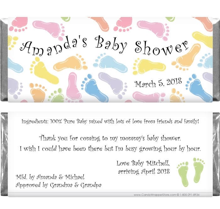 BS211a - Baby Shower Baby Feet Candy Bar Wrappers Baby Shower Baby Feet Candy Bar Wrappers Baby & Toddler BS211