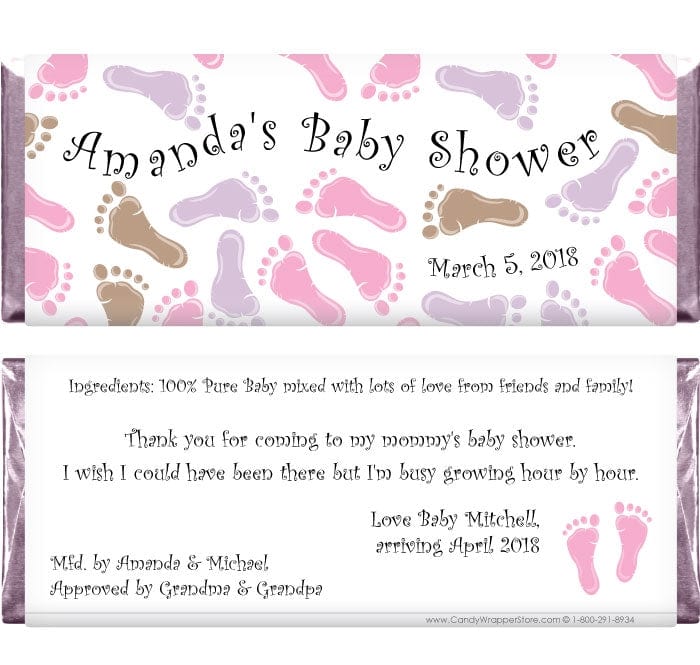 BS211g - Baby Shower Girl Baby Feet Candy Bar Wrappers Baby Shower Girl Baby Feet Candy Bar Wrappers Baby & Toddler BS211