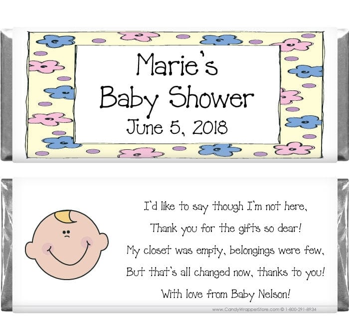 BS214 - Baby Shower Yellow Border Candy Bar Wrappers Baby & Toddler BS214