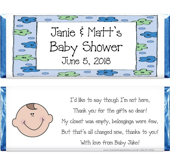 BS215 - Baby Shower Blue Border Candy Bar Wrappers Baby & Toddler BS215