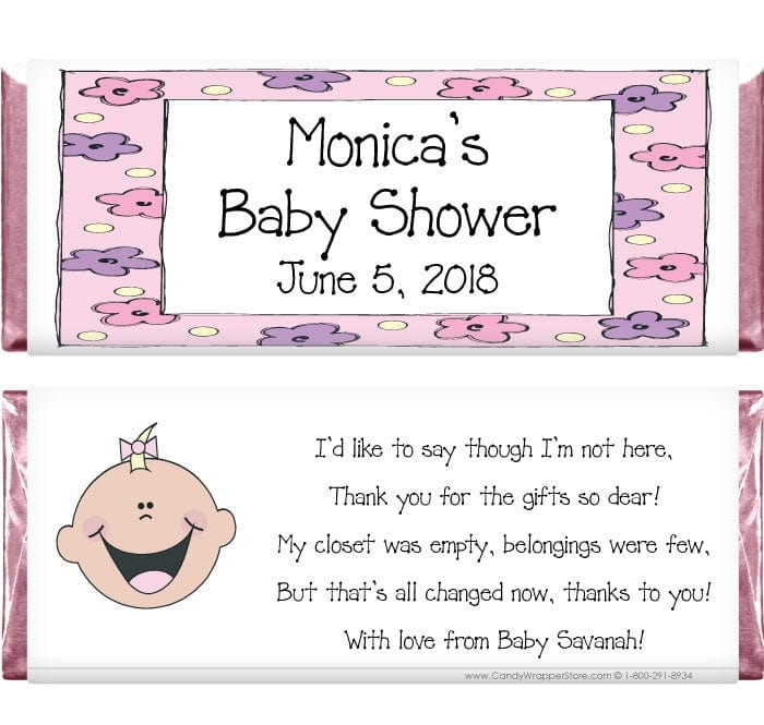 BS216 - Baby Shower Pink Border Candy Bar Wrappers Baby & Toddler BS216