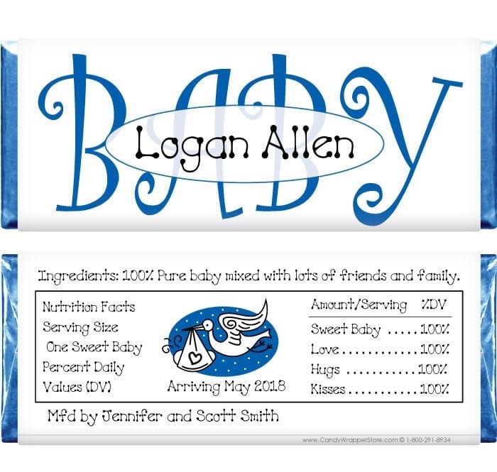 BS221 - Baby Shower Blue Baby Candy Bar Wrappers Baby & Toddler BS221