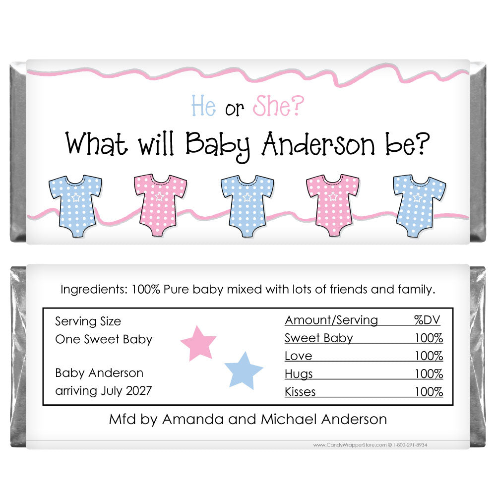 BS230A - Baby Shower Onesie Candy Bar Wrappers Baby Shower Onesie Candy Bar Wrappers Baby & Toddler BS230