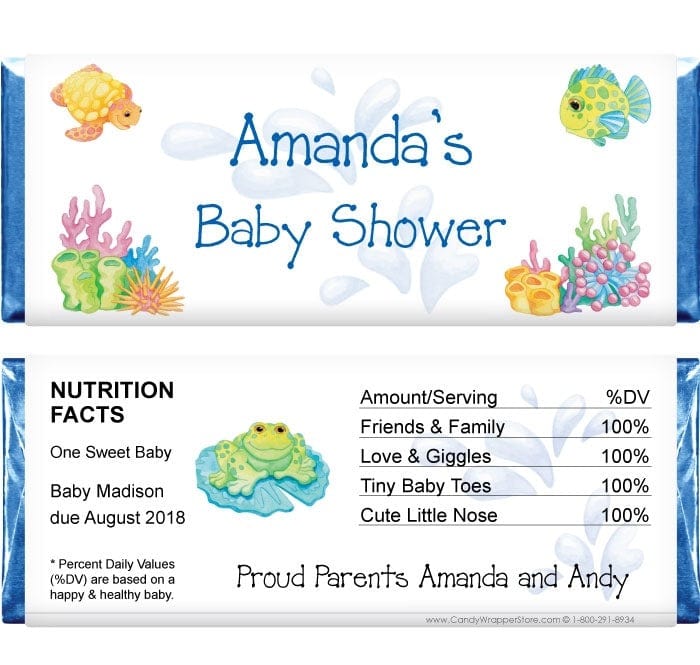 BS231 - Under the Sea Baby Shower Wrappers Under the Sea Baby Shower 1.55 oz Candy Bar Wrappers Baby & Toddler BS231