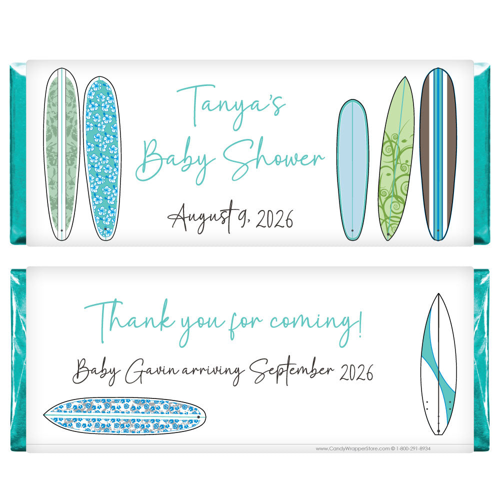 BS232B - Baby Shower Blue Surfboards Candy Bar Wrappers Baby Shower Blue Surfboards Candy Bar Wrappers Baby & Toddler BS232