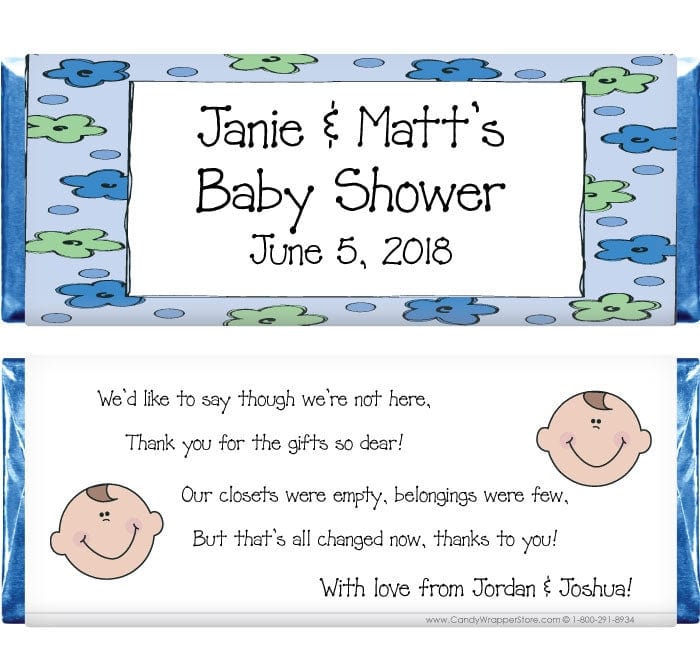 BS241 - Baby Shower Twin Boys Candy Bar Wrappers Baby & Toddler BS241