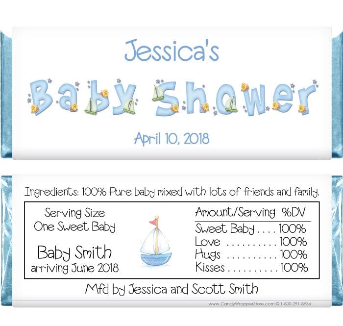 BS245 - Baby Shower Sailboat Candy Bar Wrappers Baby Shower Sailboat Candy Bar Wrappers Baby & Toddler BS245