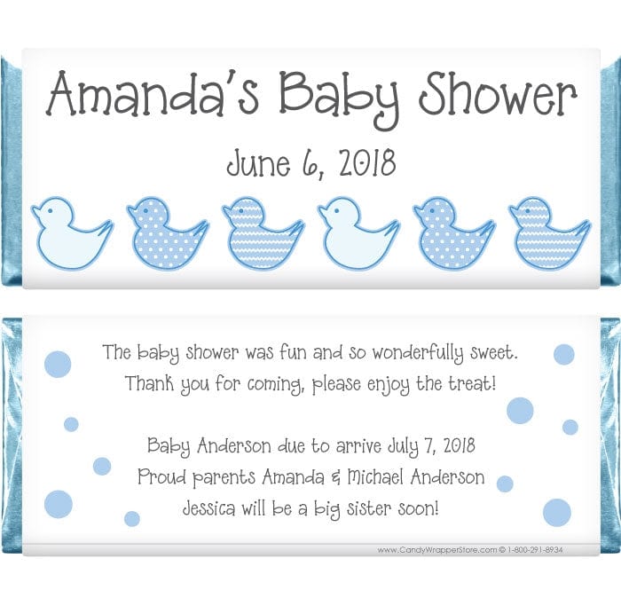 BS248B - Blue Duckie Baby Shower Candy Bar Wrappers Blue Duckie Baby Shower Candy Bar Wrappers Baby & Toddler BS248