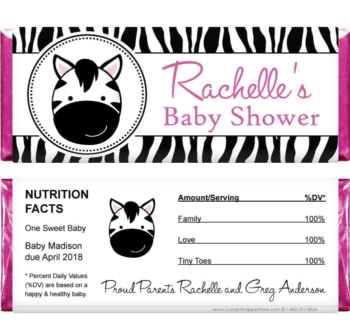 BS262 - Zebra Baby Shower Candy Bar Wrappers Personalized zebra candy bar wrappers for baby showers Baby & Toddler BS262