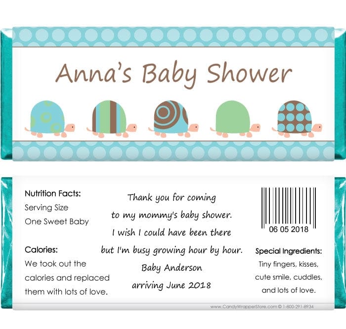 BS264TIFFBLUE - Baby Shower Turtles Candy Bar Wrapper Baby Shower Turtles Candy Bar Wrapper Baby & Toddler BS264