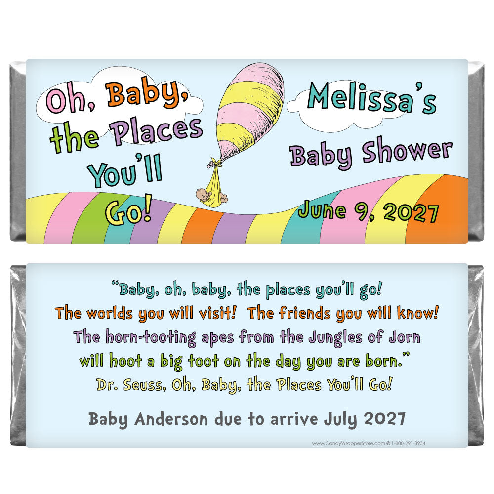 BS269 - Oh Baby the Places Youll Go Baby Shower Candy Bar Wrapper Oh Baby the Places You'll Go Dr Seuss Baby Shower 1.55 oz Candy Bar Wrappers Baby & Toddler BS269