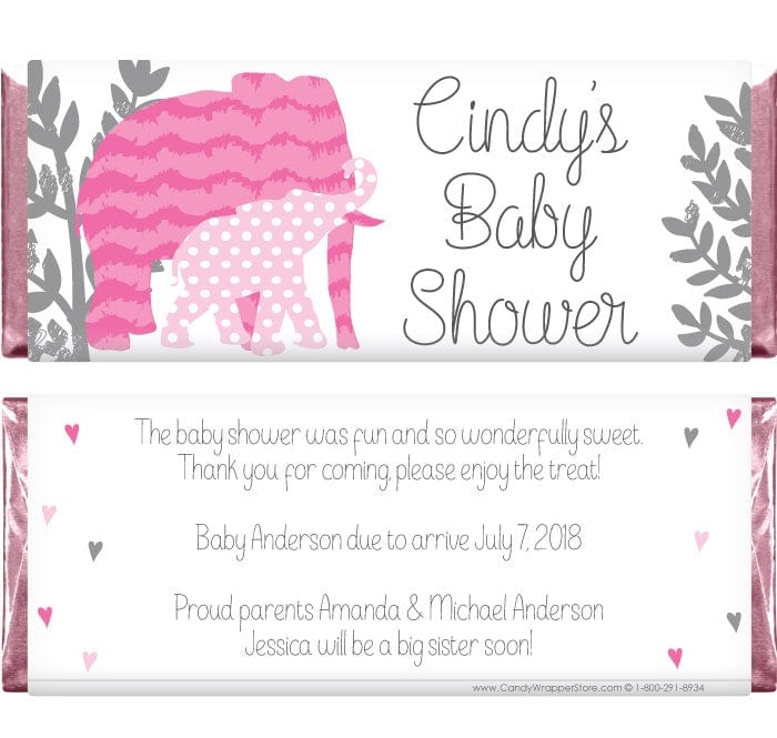 BS271 - Elephant Love Baby Shower Candy Bar Wrappers Elephant Love Baby Shower Candy Bar Wrappers Baby & Toddler BS271