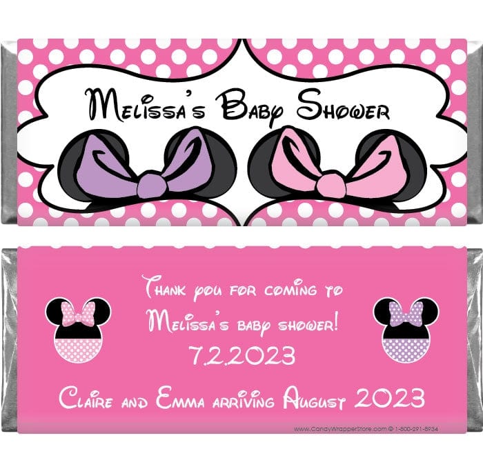 BS341GG - Minnie Mouse Twin Girls Baby Shower Candy Bar Wrapper Minnie Mouse Twin Girls Baby Shower Candy Bar Wrapper Baby & Toddler BS341