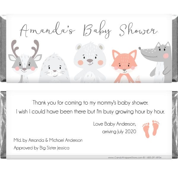 BS343 - Woodland Animals Baby Shower Candy Bar Wrappers Woodland Animals Baby Shower Candy Bar Wrappers Baby & Toddler BS343