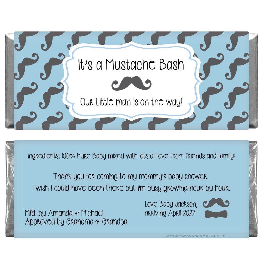 BS357 - Mustache Bash Baby Shower Candy Bar Wrappers Mustache Bash Baby Shower Candy Bar Wrappers Baby & Toddler BS357