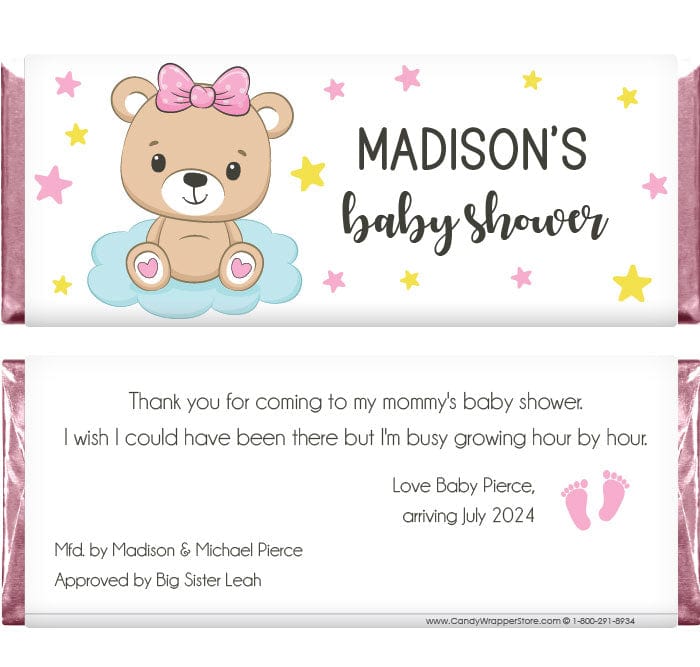 BS374 - Baby Bear with Stars Baby Shower Candy Bar Wrappers Baby Bear with Stars Baby Shower Candy Bar Wrappers Baby & Toddler BS374