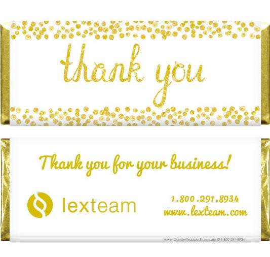 BUS213g - Thank You Gold Tone Dots Business Candy Wrapper Thank You Silver Tone Dots Business Candy Wrapper Party Favors BUS213