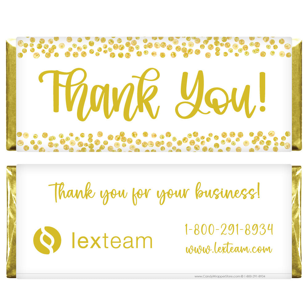 BUS213g - Thank You Gold Tone Dots Business Candy Wrapper Thank You Silver Tone Dots Business Candy Wrapper Party Favors BUS213