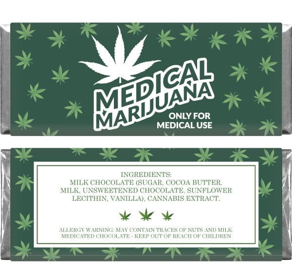 CAN203 - Cannabis Medical Chocolate Bar Wrapper Cannabis Leaf Chocolate Bar Wrapper Candy & Chocolate cannabis