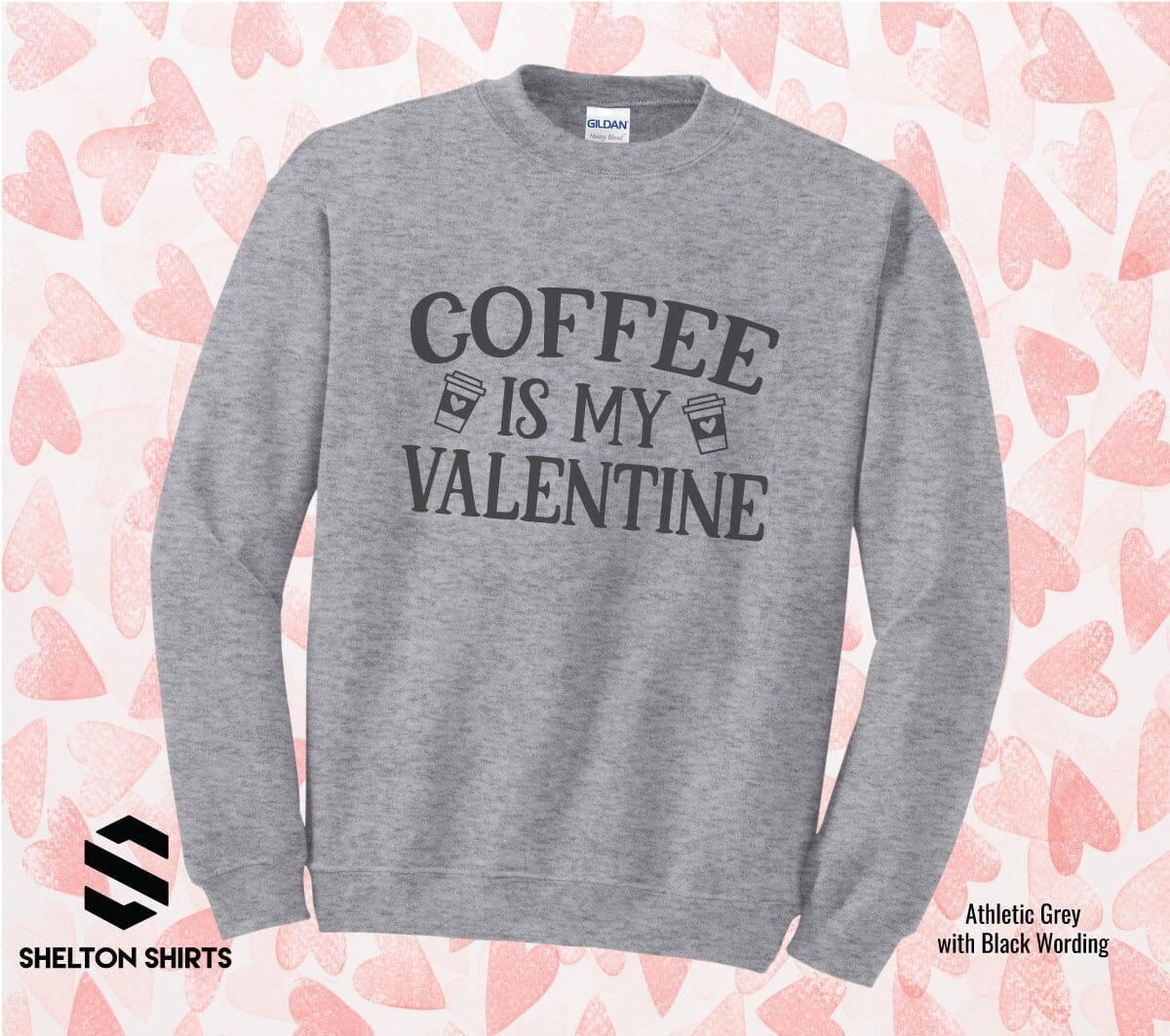 Coffee Is My Valentine Super Comfy Crew Neck Heather Grey Unisex Sweatshirt Candy Wrappers Candy Wrapper Store