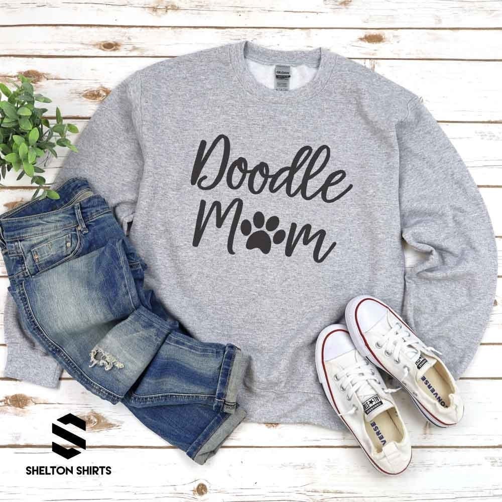 Doodle Mom Super Comfy Crew Neck Heather Grey Unisex Sweatshirt Candy Wrapper Store