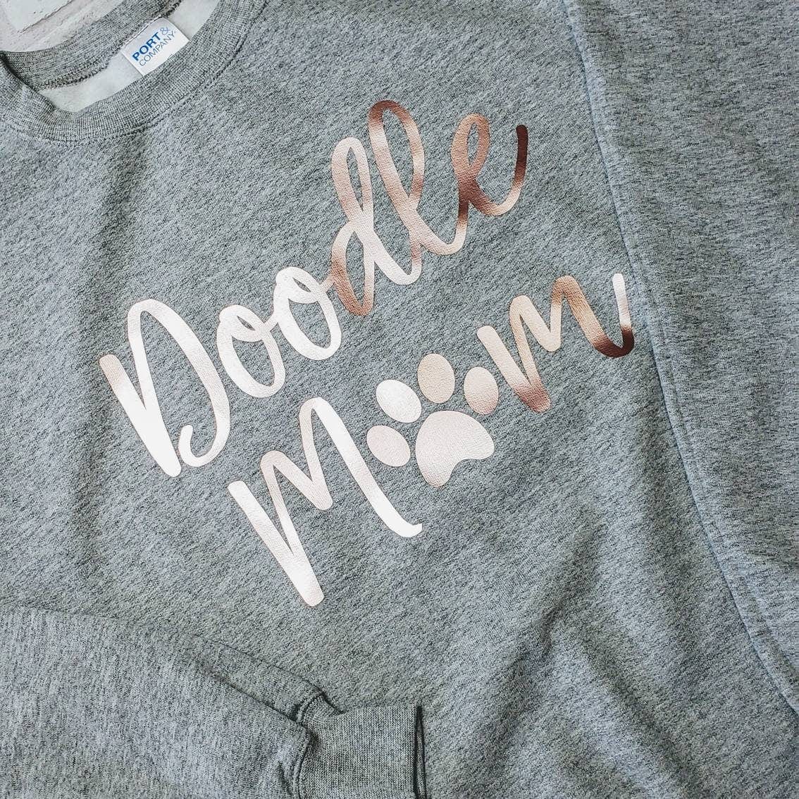 Doodle Mom Super Comfy Crew Neck Heather Grey Unisex Sweatshirt Candy Wrapper Store