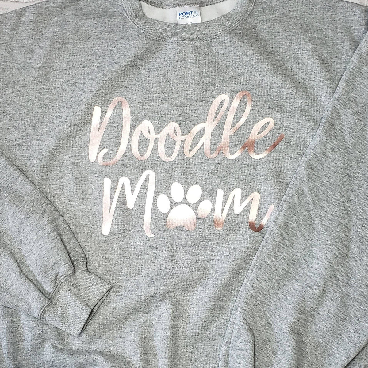 Doodle Mom Super Comfy Crew Neck Heather Grey Unisex Sweatshirt Candy Wrapper Store