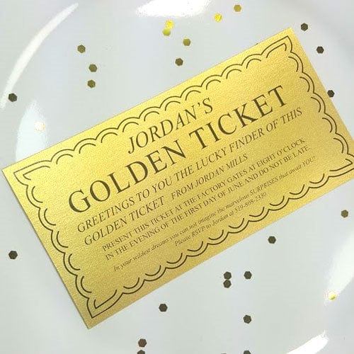 Willy Wonka Golden Ticket - GOLDENTICKET2 Willy Wonka Golden Tickets for Candy Bars Invitations GOLDENTICKET
